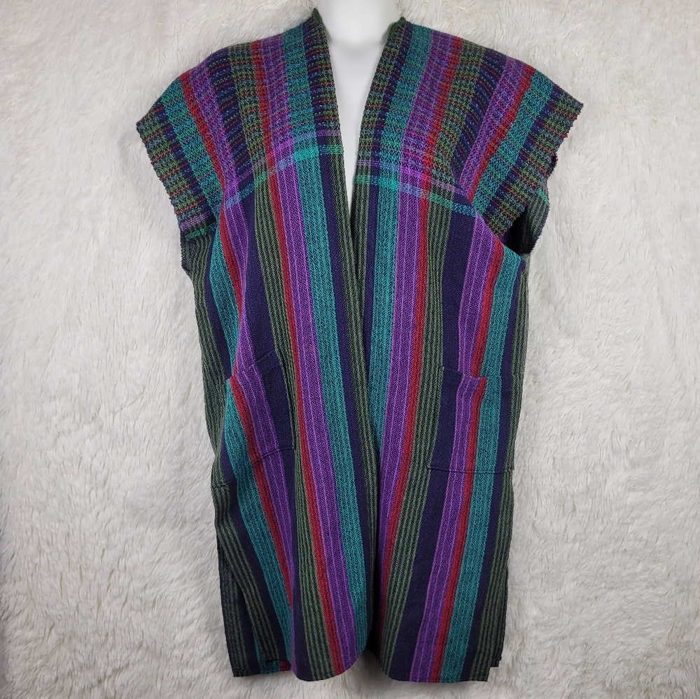 OS Unbranded‎ Hand Woven Multicolor Striped Shawl Lagenlook